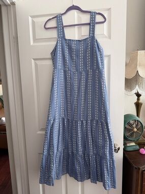 Blue Floral Tiered embroidered Sundress